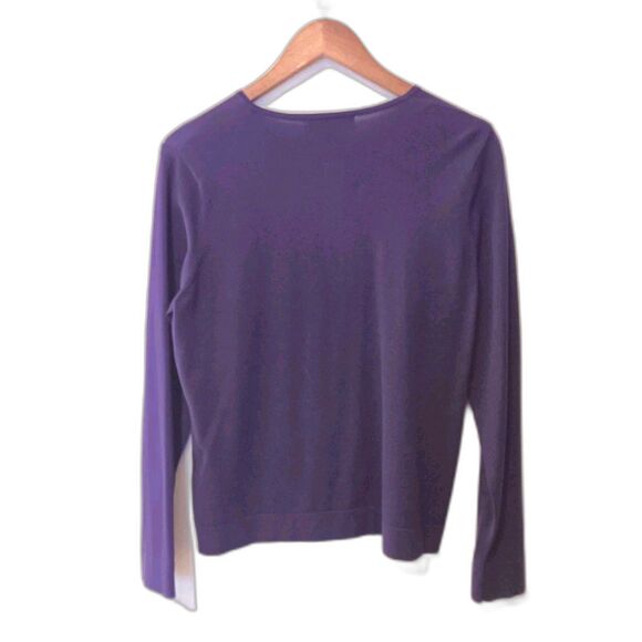 August Silk XL Silk Blend Button-Front Cardigan Sweater Purple Knit Rayon - Picture 6 of 11